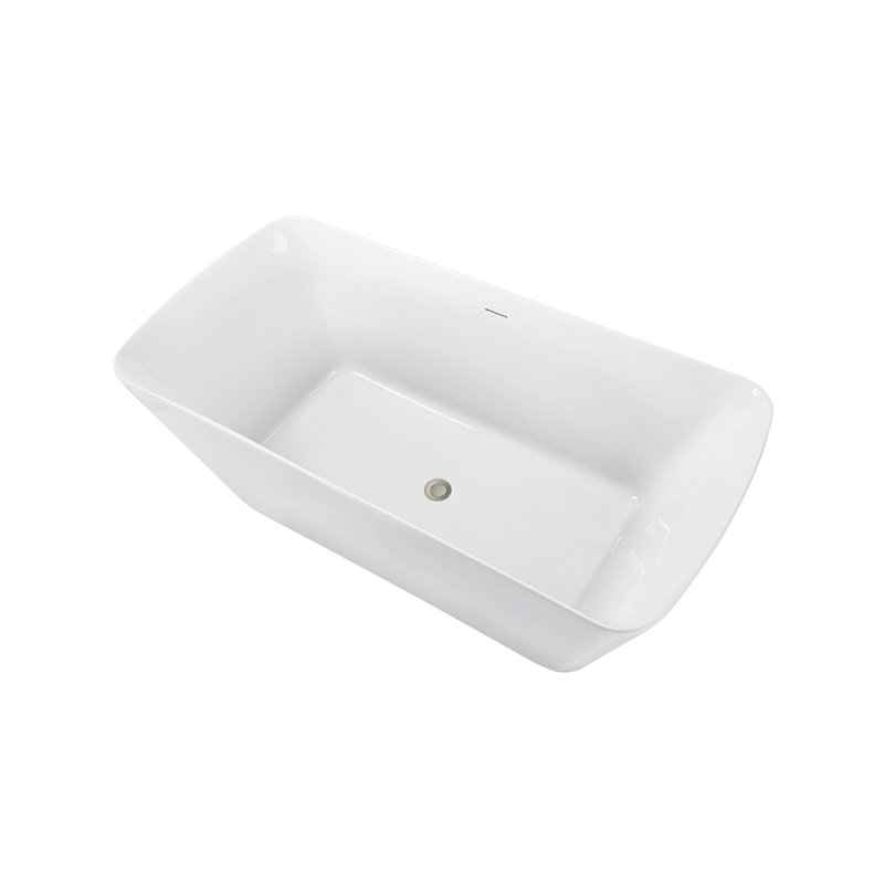 1501.1mm x 718.8mm Soaking Acrylic Bathtub, Brushed Nickel