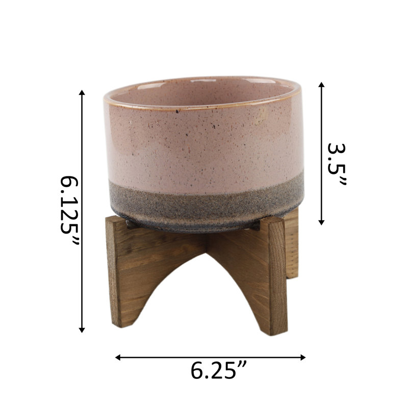 Pot de fleurs en céramique Nayeli, Rose, H 6,12 po x l 6,25 po x P 6,25 po