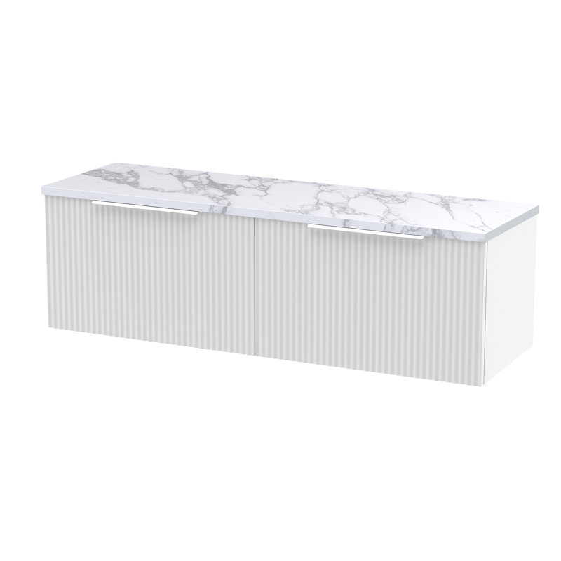 Fluted 121.5cm Double Bathroom Vanity Base Only, Satin White