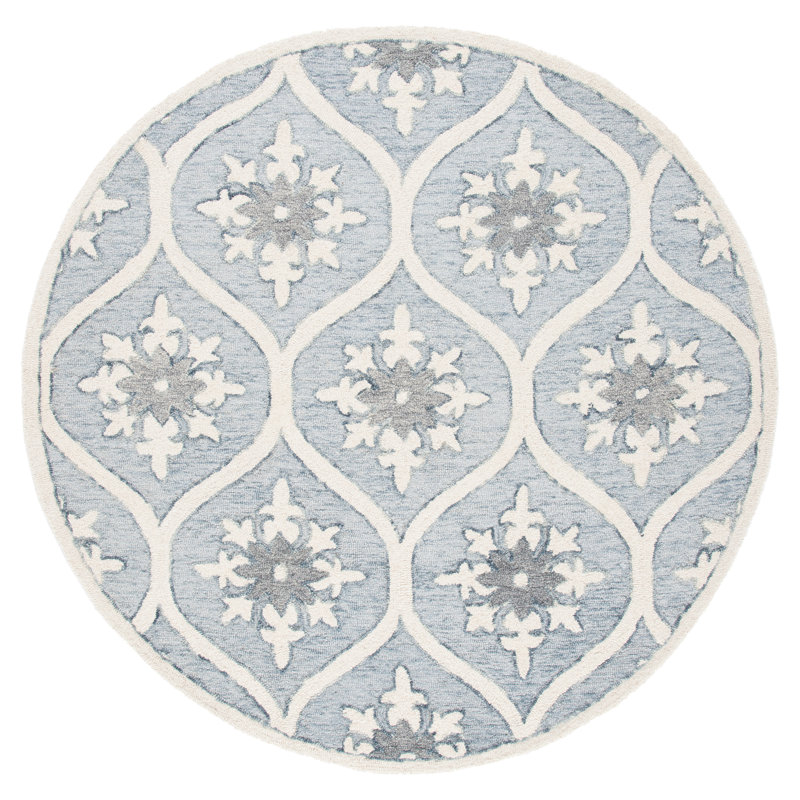 Griswalda Metro Hand Tufted Wool And Cotton With Latex Floral Rug, Round 6'