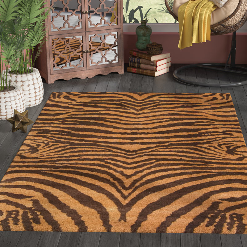 Tapis brun en viscose / laine / coton touffeté à la main Nonia, Rectangle 9 pi 6 po x 13 pi 6 po