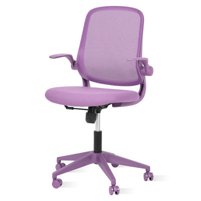 Fauteuil de bureau ergonomique en filet avec accoudoirs relevables et support lombaire, chaise de bureau à dossier moyen avec rotation à 360 ° pour le bureau personnel