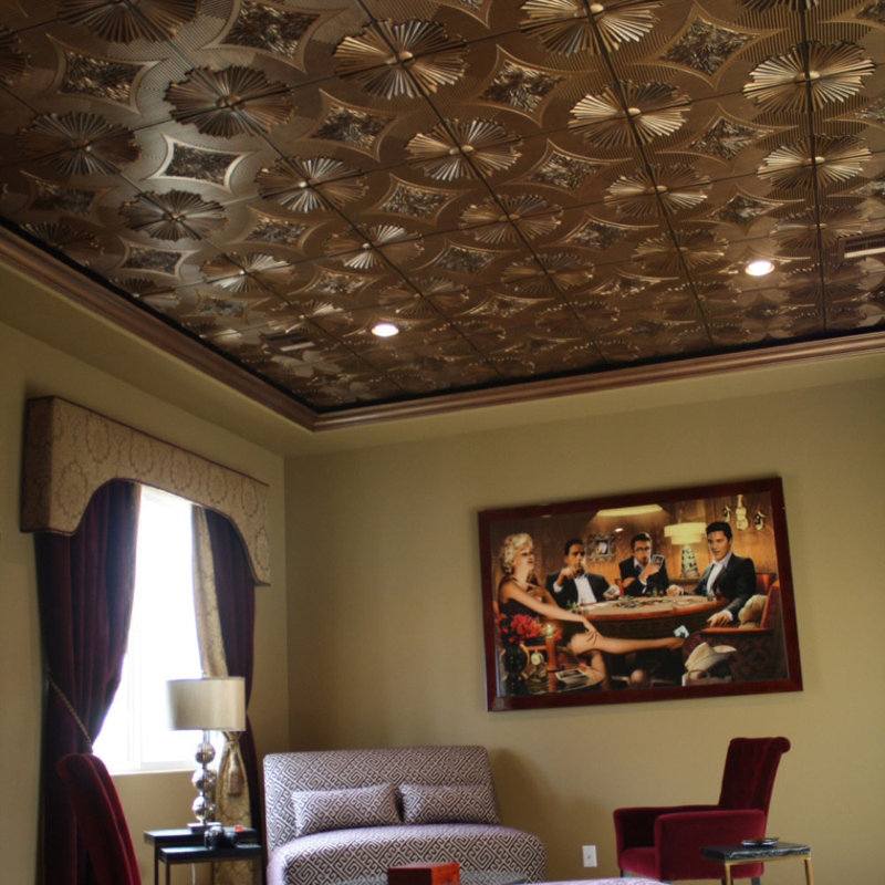 Carreau de plafond en PVC 2 pi x 2 pi Sunset Boulevard, Or antique