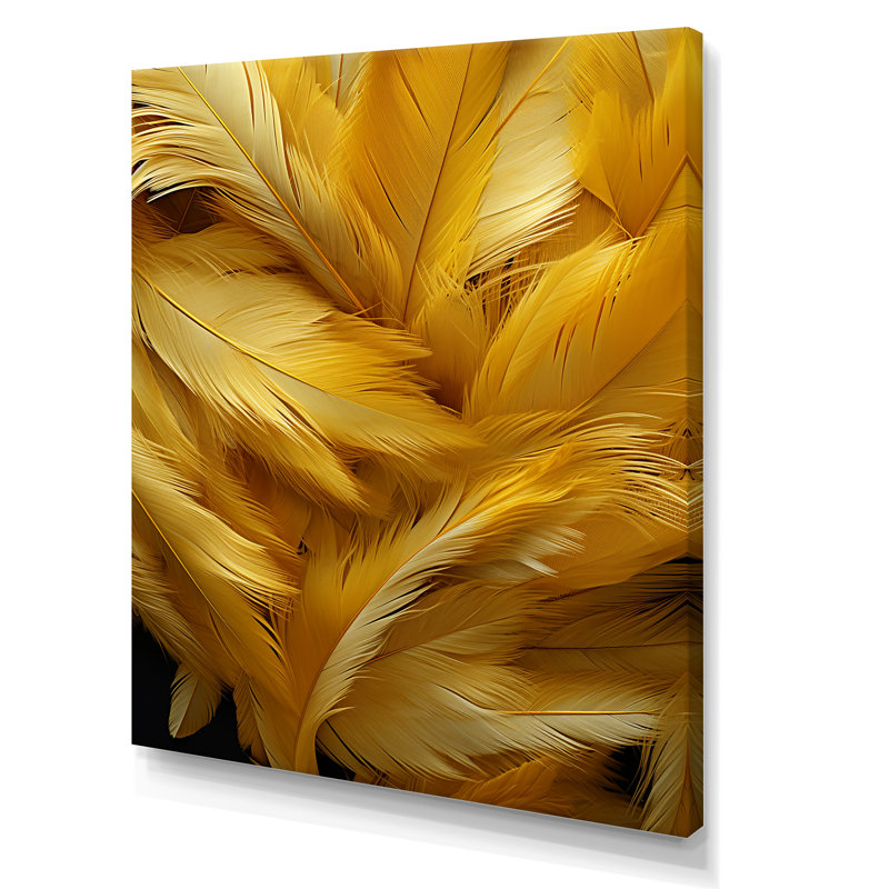 «Golden Feather Grin» sur toile, Toile tendue, H 20 po x l 12 po x P 1 po