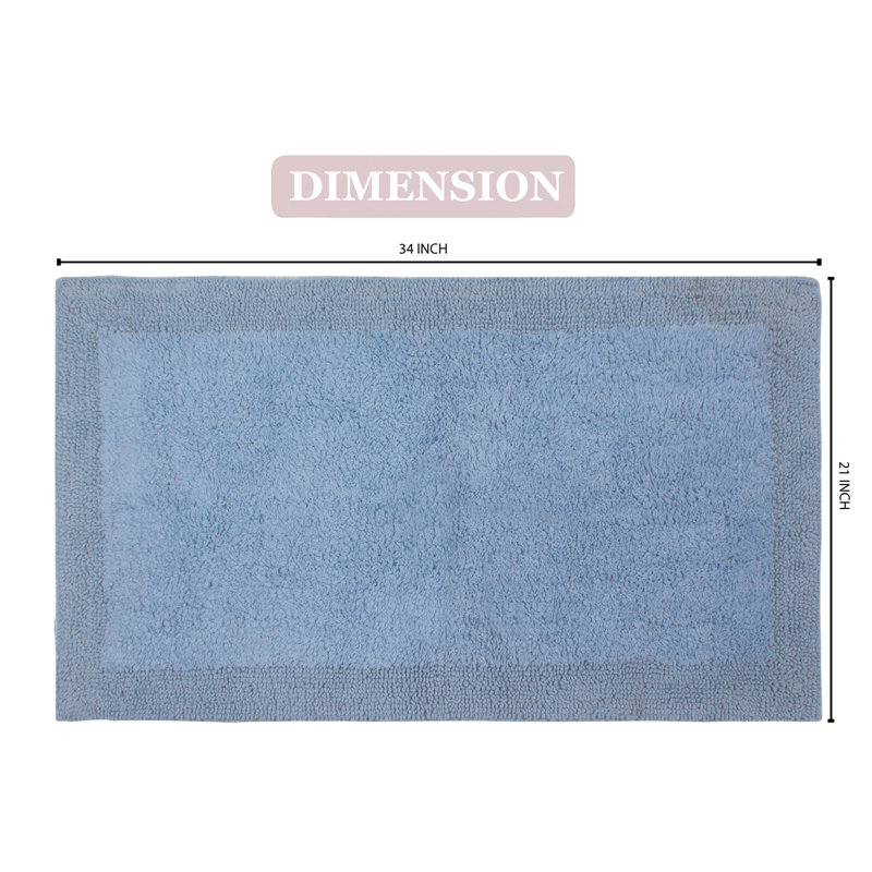 Tapis de bain réversible de couleur unie BRUSS, Bleu, L 21 po x L 34 po