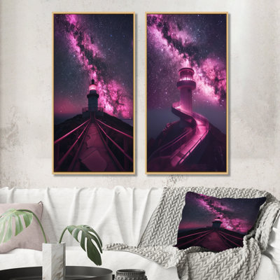 Mauve Exploration de l'espace «Starlight III» - Ensemble d'art mural 2 pièces