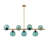 Elegant Blue and Gold Chandelier, Metal Body, 43.3 x 15.7 x 33.1 inches | 7 x E27 Sockets (Max 40W, Bulbs Not Included) | Stylish Lighting Fixture for Dining Room, Living Room, and Entryway, IP20 Rated-148673984-148673986-148673987
