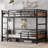 Twin XL Over Twin XL Metal Bunk Bed/Metal Loft Bed,Separable Bunk Beds,With Raised Security Fence,Walnut Color-1435645998