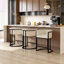 Tabouret de bar 26 po à hauteur de comptoir avec dossier, tissu blanc cassé, lin et métal noir-112666097-109318048