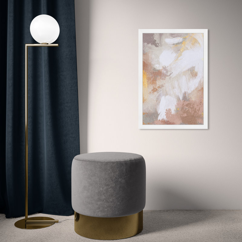 «Sunrise Abstract», peinture murale encadrée rose moderne avec nuages de peinture, L 16 po x H 24 po, Cadre blanc