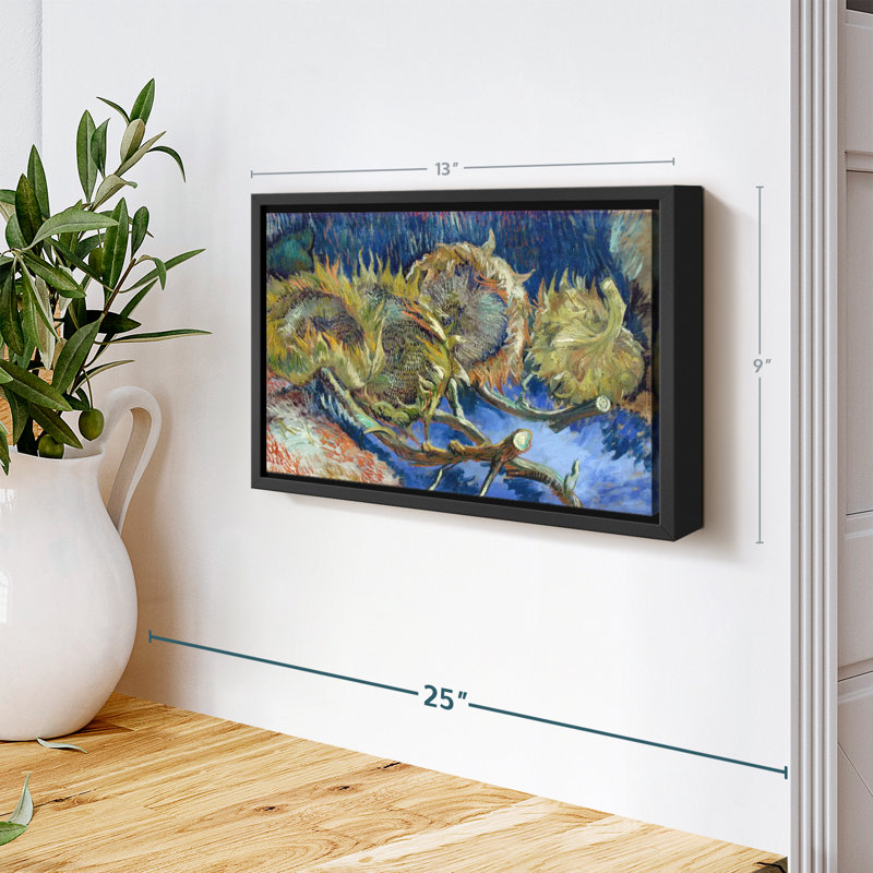 Floral and Botanical "Quatre tournesols allés sur toile", H 9 po x l 13 po