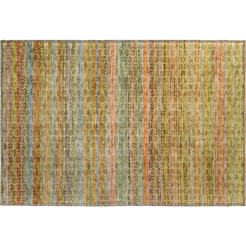 Premium Machine Washable Mayfield AMF2155 Striped Rug, Rectangle 1'8" x 2'6", Coral