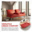 67-Inch Red Leather Multi-Functional Sofa Bed with Coffee Table – Perfect for Small Spaces, Office, or Living Room-1789231726