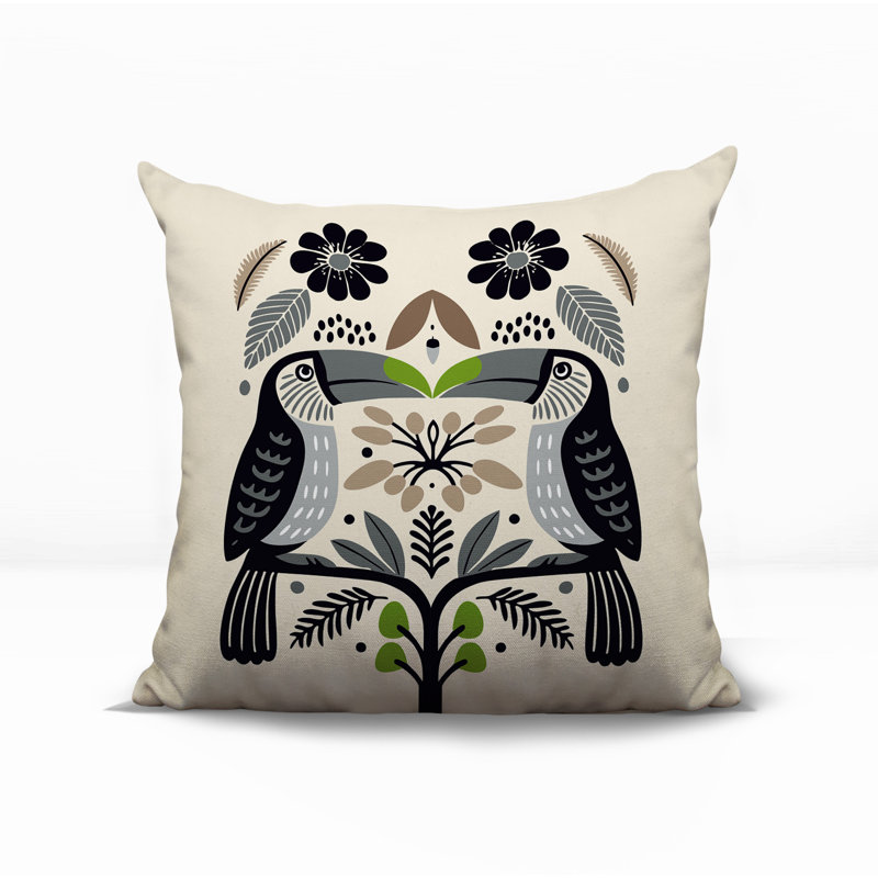 Oreiller carré réversible intérieur / extérieur Kuti Tucan, Gris, Carré 15 po