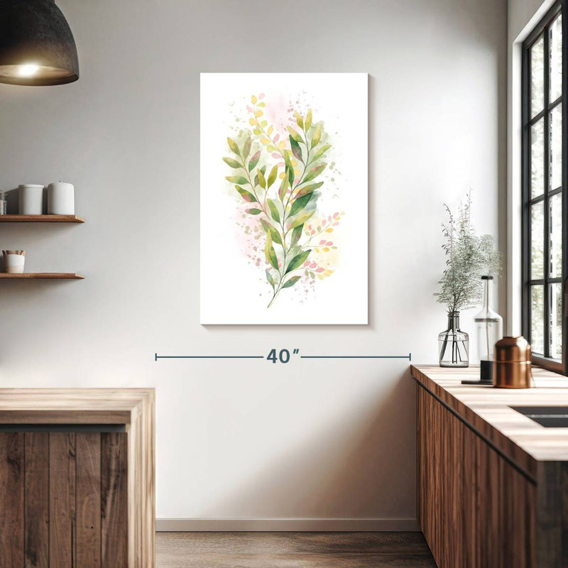 Green Leaf Branch Splatter, 39" H x 26" W