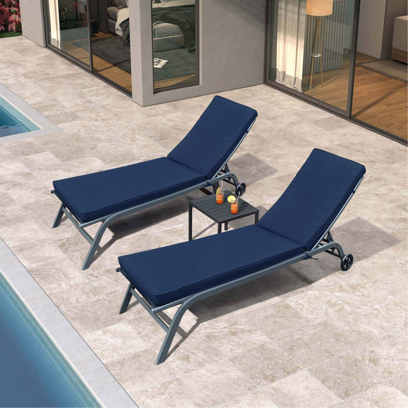 2PCS Set Outdoor Lounge Chair Cushion Replacement Patio Funiture Seat Cushion Chaise Lounge Cushion