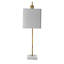 Modern Metal Table Lamp With Dual-Bend Arm, Marble Base, And Square Fabric Shade