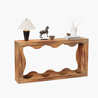 63" Farmhouse Console Table with 2-Tier Storage, Narrow Entryway and Sofa Table, Rustic Brown Wood Accent Table