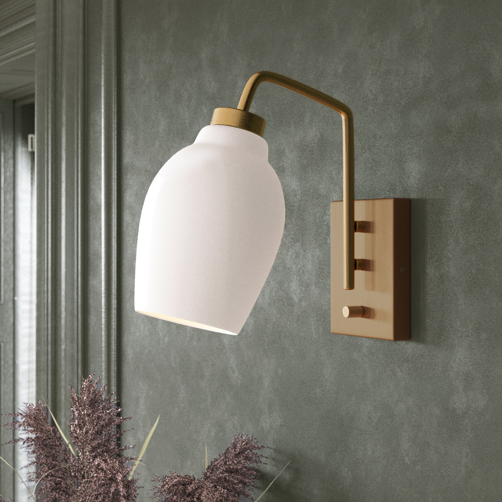 Jaime Single Light Glass Dimmable Armed Sconce