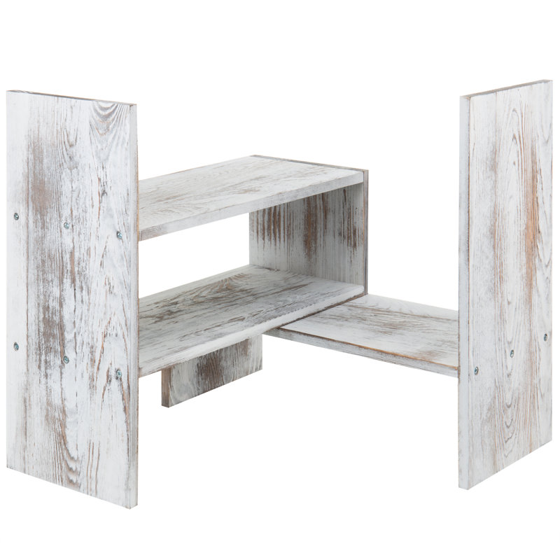 Cassidee Solid Wood Adjustable Desk Organizer, White
