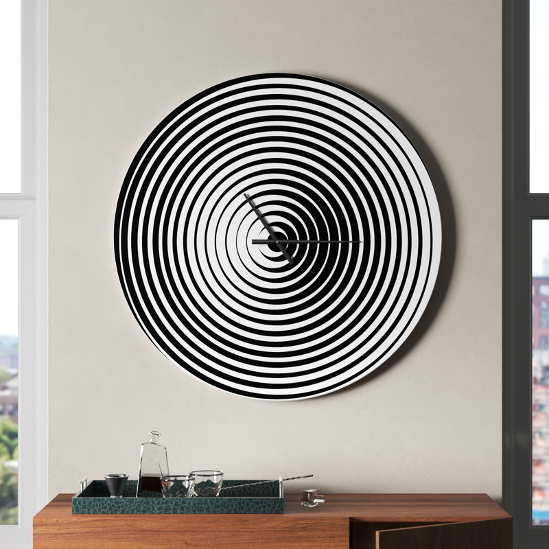 Black and White Optical Illusion - Modern Wall Clock, Oversized