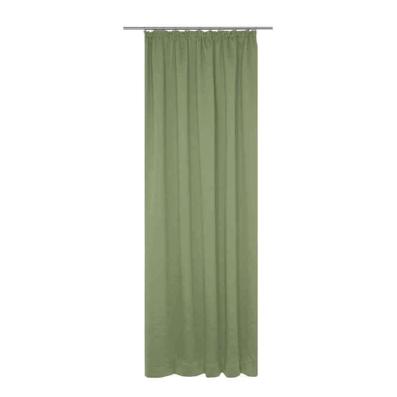 Zoee Pencil Pleat Blackout Single Curtain, 245cm H x 145cm W, Green