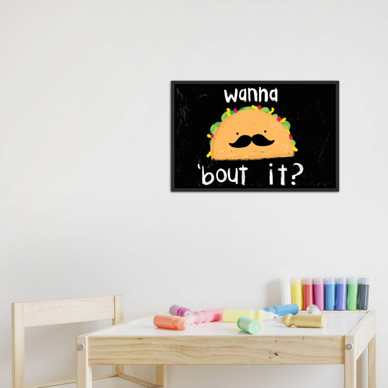«Taco-Bout It III» par Jessica Weible - impression, Toile avec cadre noir patiné, Pas de tapis, H 18 po x l 26 po x P 1,5 po