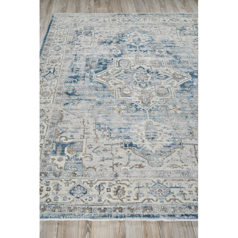 Vintage Looms Blue/Beige Polyester powerloom Area Rug, Rectangle 12' x 15'
