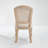 French Country Dining Chairs Set Of 2 With Natural Rattan Fan Back, Upholstered Cotton Linen Seats, Carved Solid Rubberwood Frame, Disassemblable, Beige