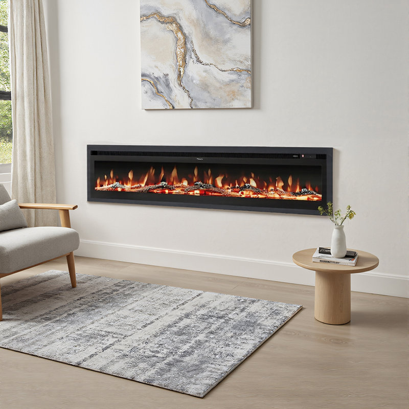 Symple Stuff 254cm W Black Electric Fireplace with 5120 BTU
