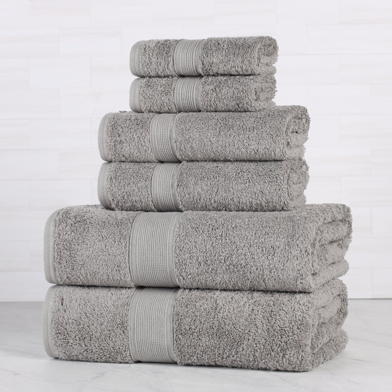 Blue Nile Mills Pure Earth Organic Cotton 6-Piece Bathroom Towel Set, Silver, 6 Piece Towel Set