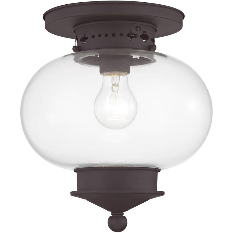 Glass Semi Flush Mount, Bronze
