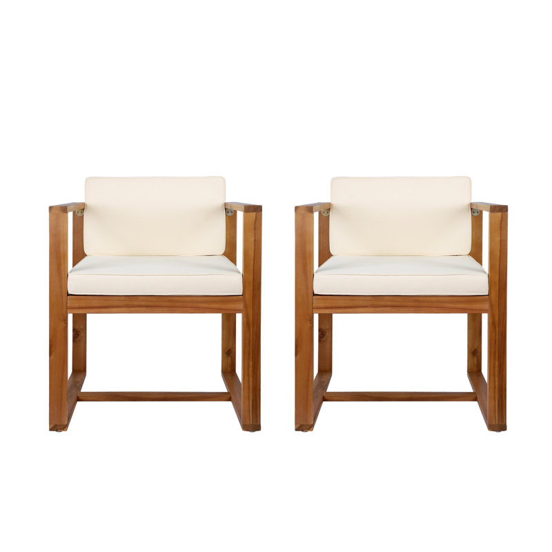 Ensemble de chaises de patio (ensemble de 2), Beige, Teck