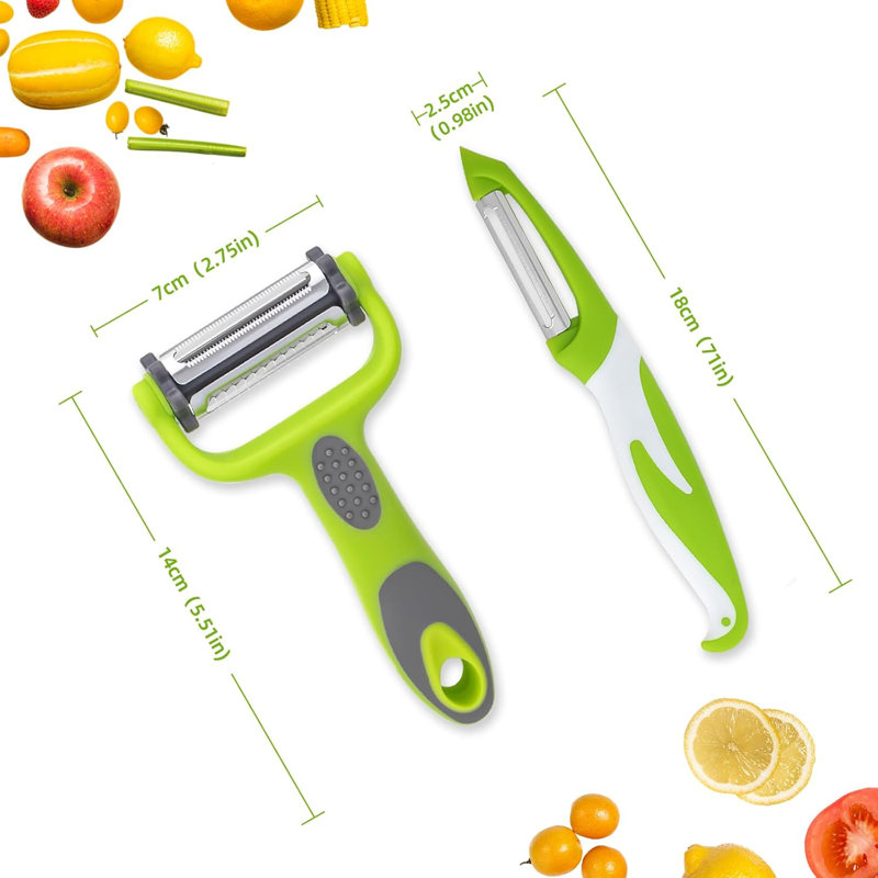 Ensemble 2 pièces pour éplucheur - éplucheur en Y 4-en-1 et éplucheur en forme de I pour légumes, fruits et coupes en julienne