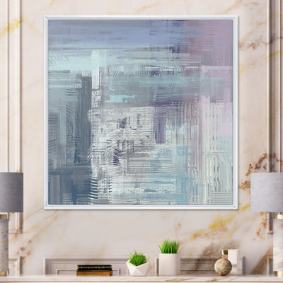 Gray And Turquoise Frozen Grunge Art - Picture Frame Print on Canvas