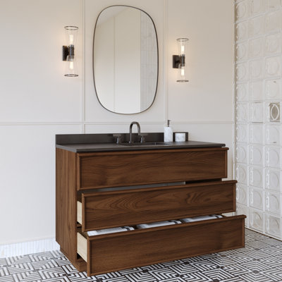 Cooper 48" Single Sink Bathroom Vanity in Natural Walnut with Quartz Top