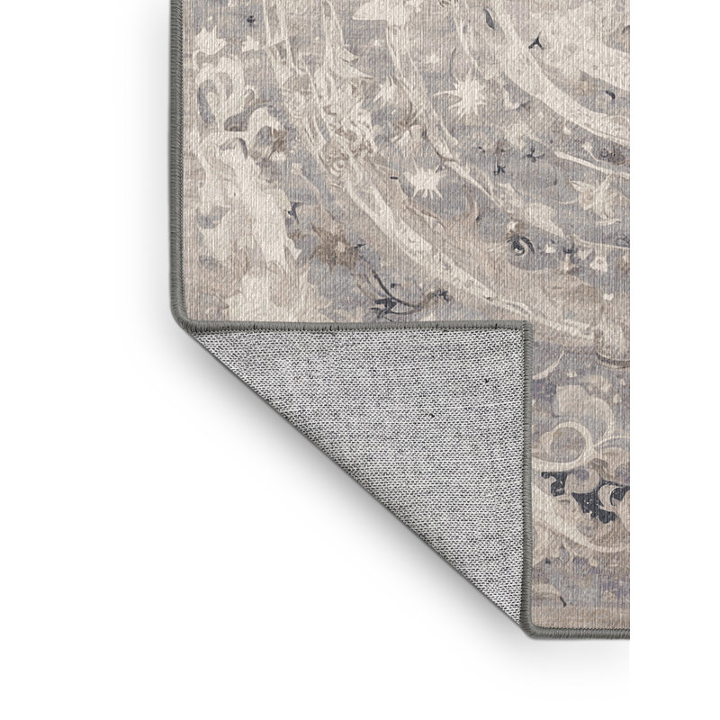 Machine Washable Gray Area Rug, Runner 2' x 4'