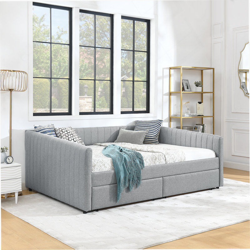 Grand lit beige, Gris