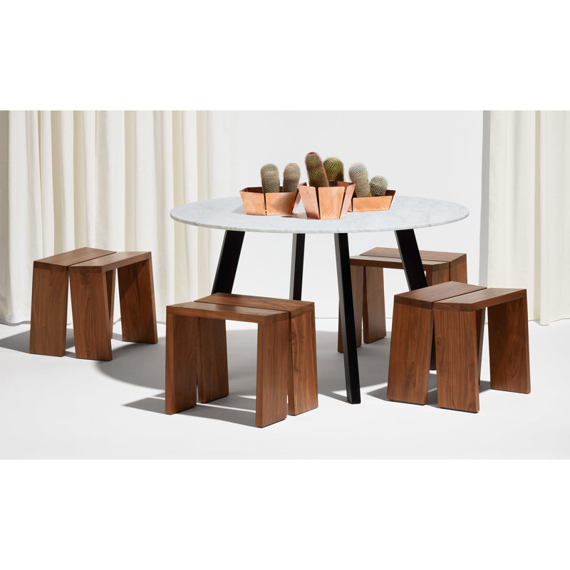 Amicable Solid Wood Dining Bench, Walnut, 17.5" H x 60" W  x 17.1" D
