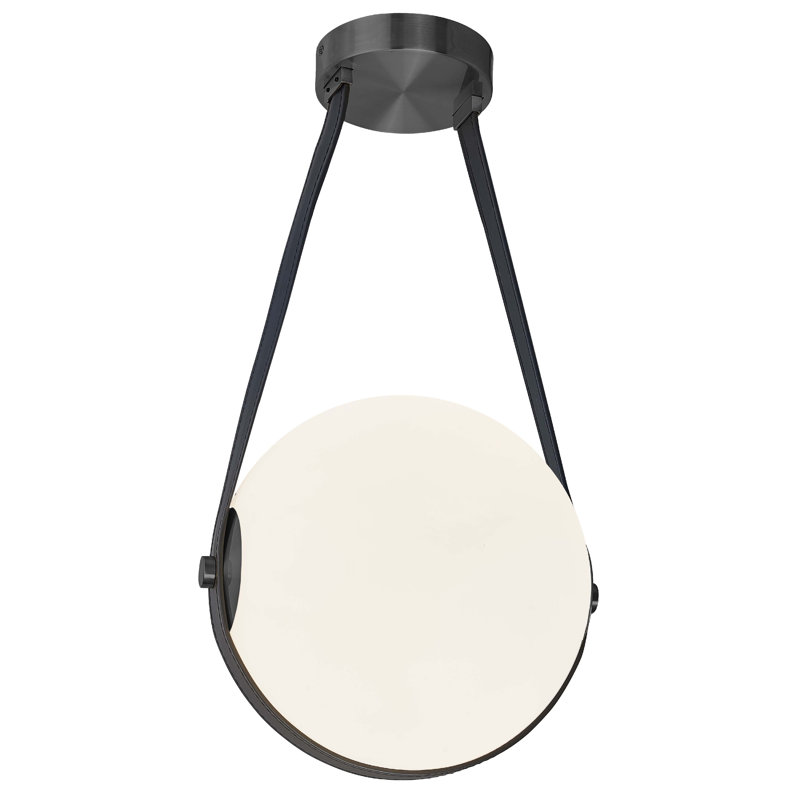 Luminaire suspendu Persis - 12 W - Verre opale blanc, Noir mat