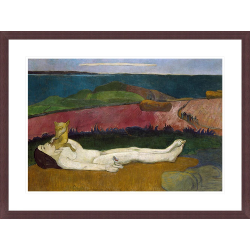 La perte de la virginité 1890-91 par Paul Gauguin - reproduction d'art encadrée, H 22,17 po x l 29,5 po