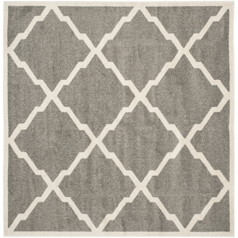 Ammundsen Geometric Dark Gray/Beige Indoor / Outdoor Area Rug, Square 7'