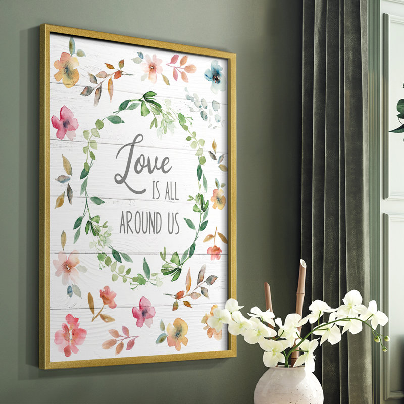 «Love is All Around Us», reproduction encadrée - bois massif, H 28 po x l 22 po