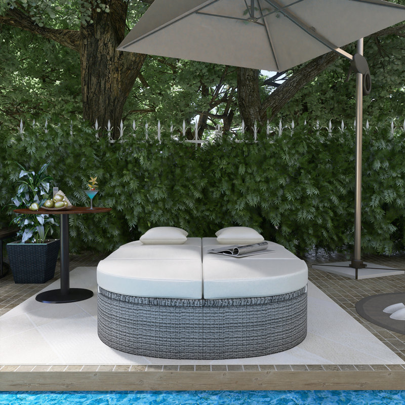 Lit de jour pour terrasse en osier de rotin 55,3 po, Beige