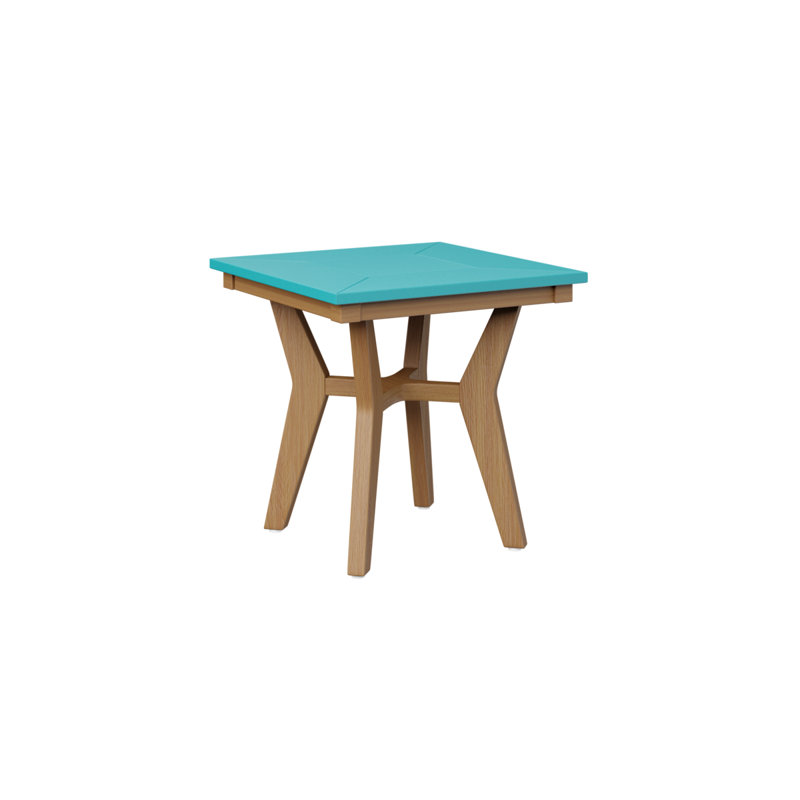 Table de bout berlinoise Berlin, Bleu Aruba, Teck naturel