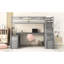 Lit mezzanine simple gris avec 7 tiroirs, 2 tablettes et un bureau. Bois de pin robuste et construction. Maisonnette. Pour plus de 6 ans. Aucun sommier requis. L 94,7 po x l 56,8 po x H 68,3 po. Matelas non inclus fermement-2028372666