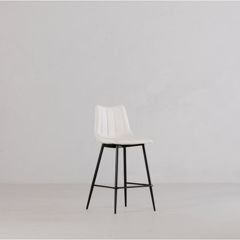 Finnigan Counter & Bar Stool, Counter Stool (26" Seat Height), Ivory/Faux Leather