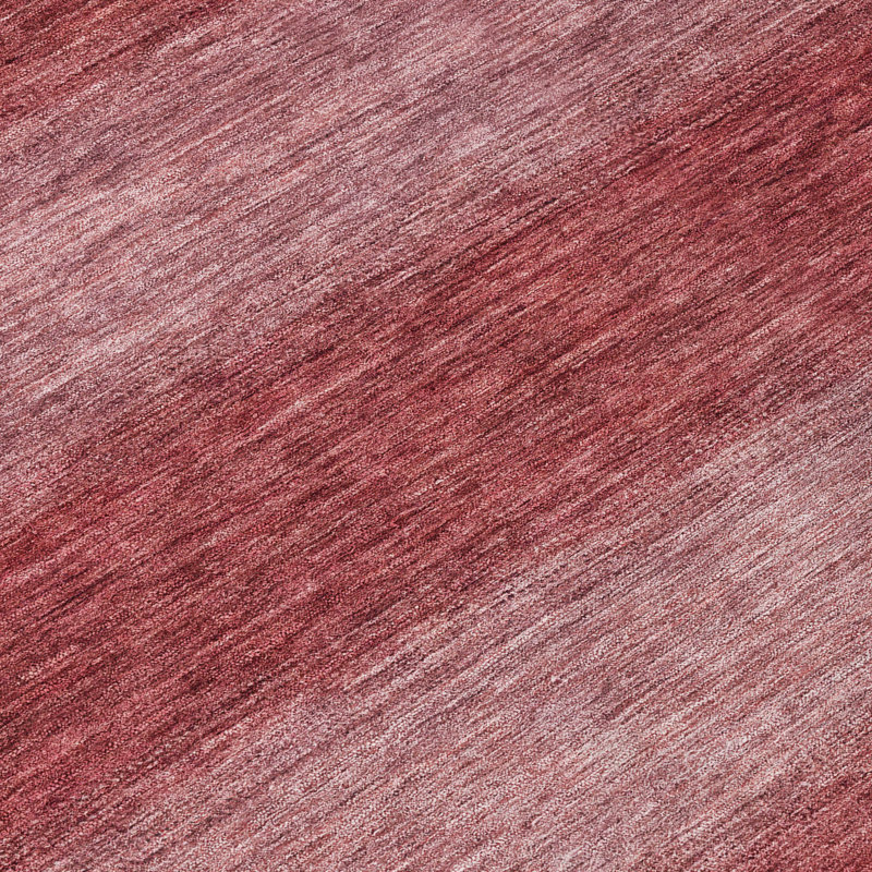 Paprika Red Synthetic Stripe Rectangular Washable Rug