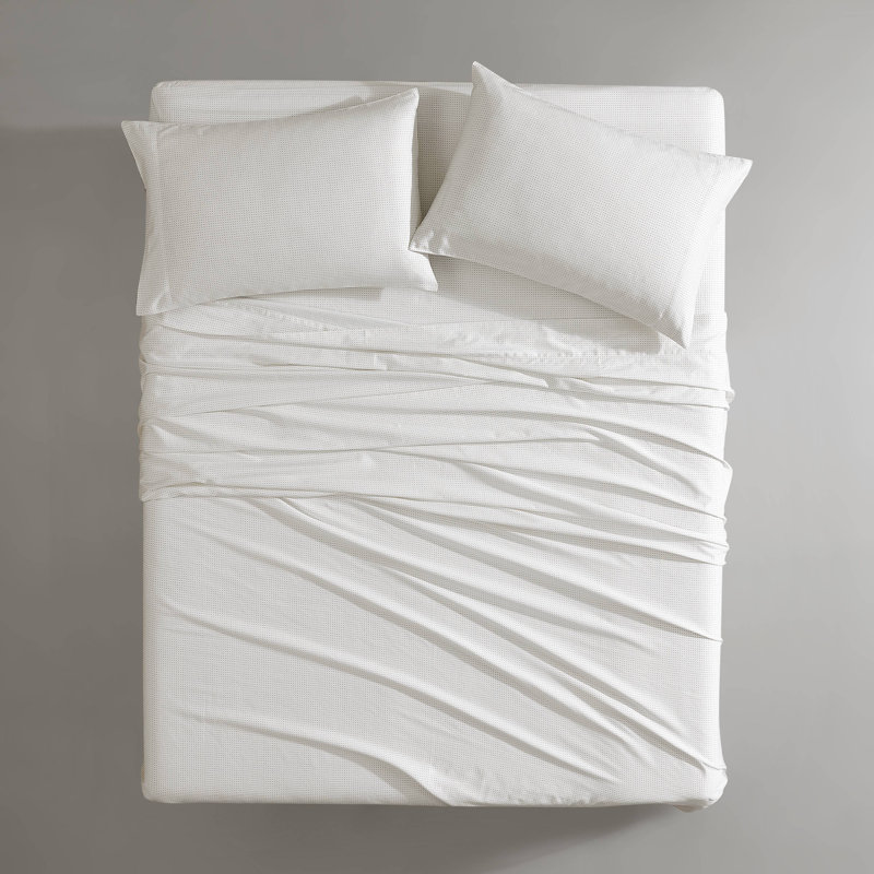 Marimekko Printed Organic Cotton Percale Sheet Sets, Queen Sheet Set with 2 Pillowcases, Black Striped
