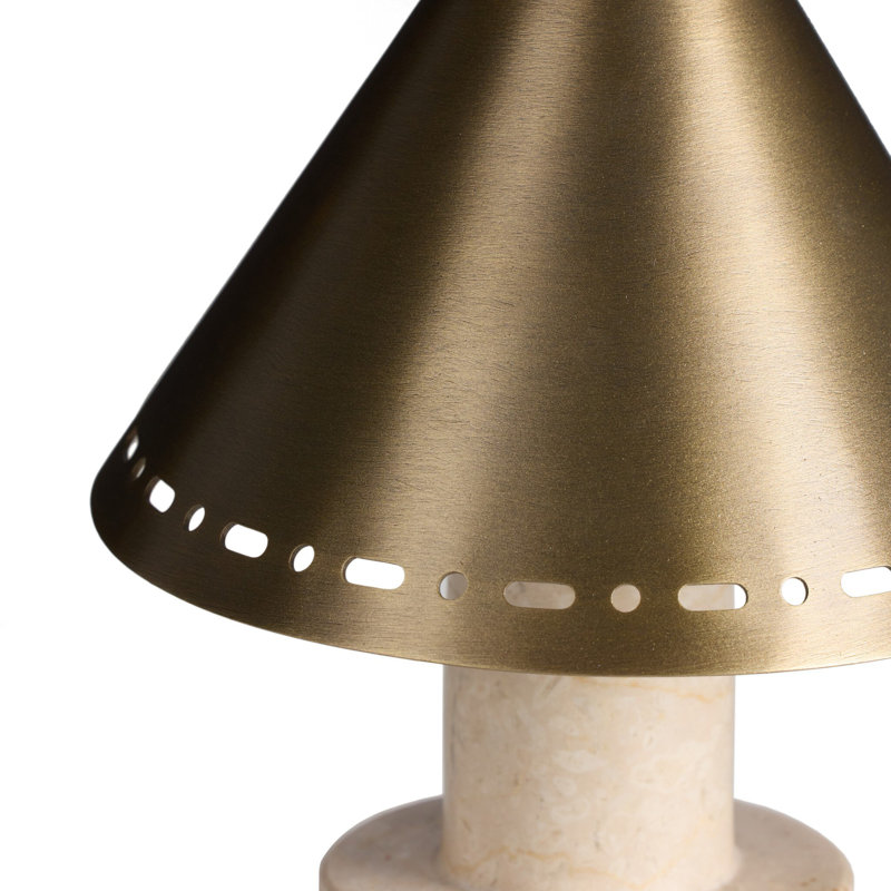 Marble LED Standard Lamp, Aged Antique Brass Iron